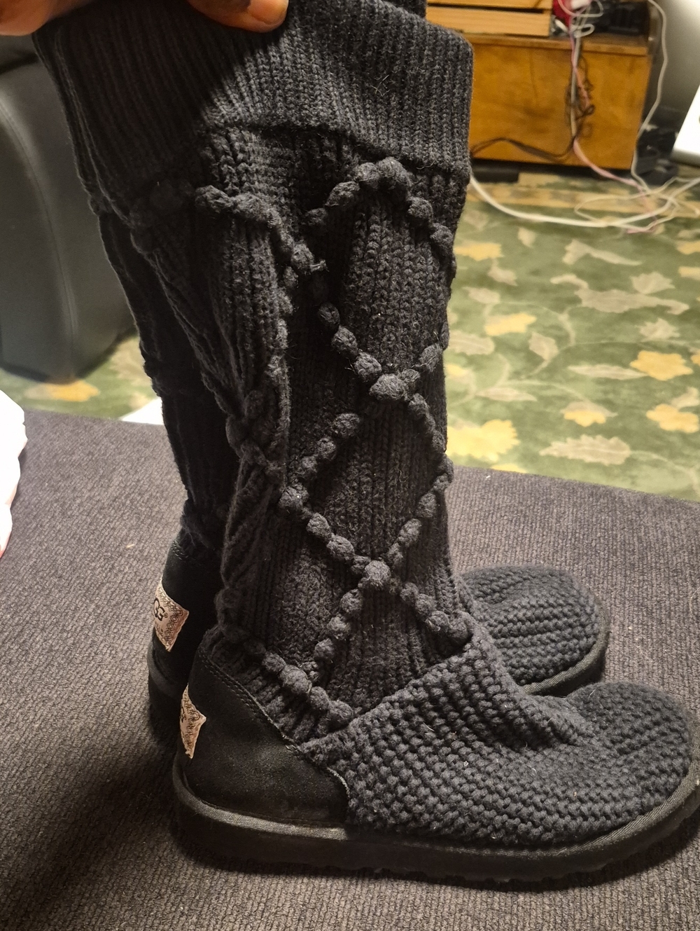 UGG Black Knit Cable Tall Boot Socks